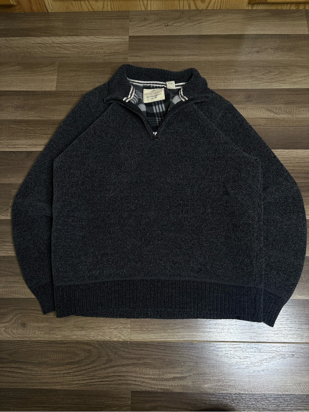 Weatherproof Men's Dark Gray Knit Sweater Half Zip Mock Neck Pullover Size M